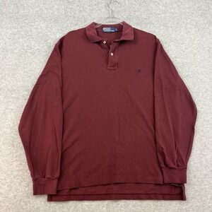 Polo Ralph Lauren Shirt Mens L Burgundy Red Long Sleeve Golf Pony Vintage 90s